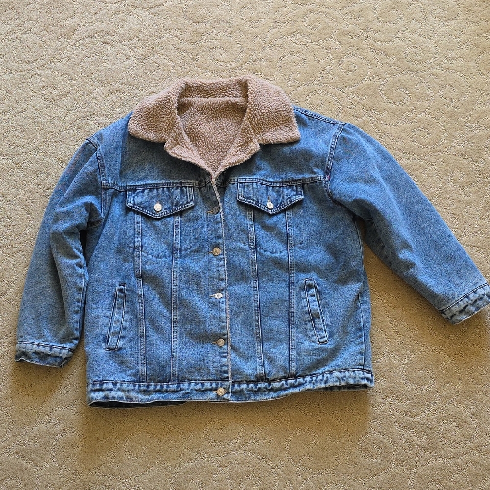 Women's Blue Denim Jacket Sherpa Lined